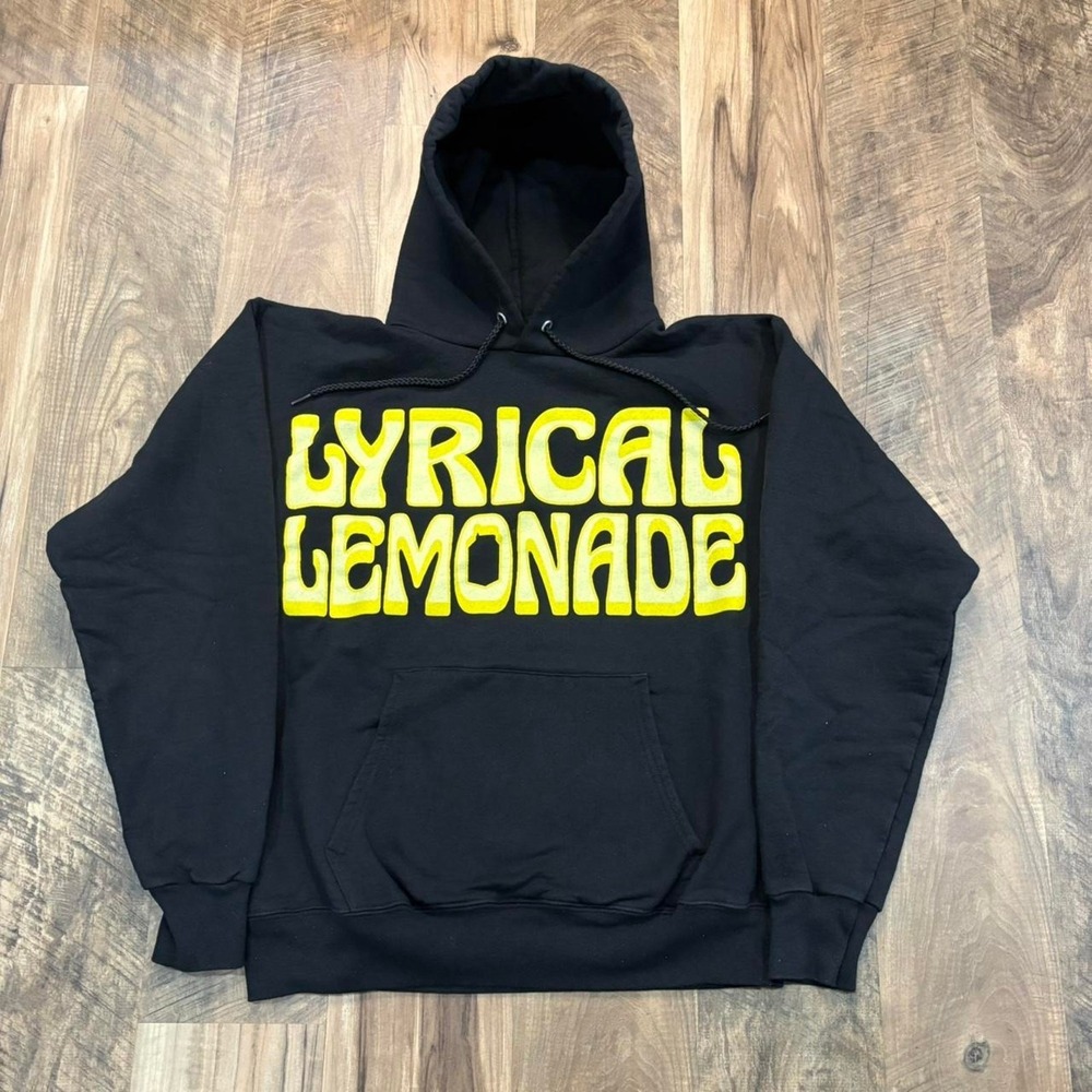 Vintage Y2K Lyrical Lemonade Hoodie Black Yellow Bold Graphic